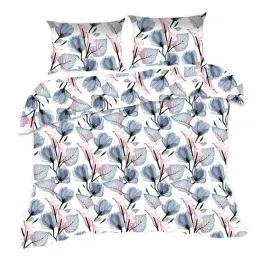 posciel-160x200-biala-niebieskie-rozowe-kwiaty-liscie-classic