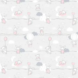 posciel-110x140-misie-zajaczki-szara-rozowa-kids-z-poszewka-40x60