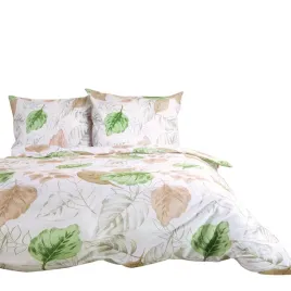 posciel-flanelowa-140x200-biala-bezowa-zielona-liscie-z-poszewka-flanelove