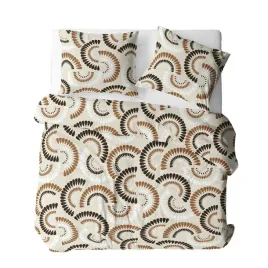 posciel-z-kory-160x200-kremowa-brazowa-ornamenty-bielawa-karo