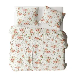 posciel-flanelowa-140x200-biala-pomaranczowa-kwiaty-flanela-komfort