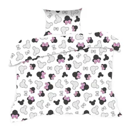 posciel-110x140-myszka-biala-czarna-rozowe-kokardki-kids-z-poszewka-40x60
