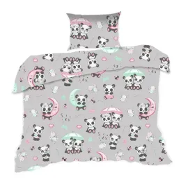 posciel-110x140-pandy-szara-kolorowa-kids-z-poszewka-40x60