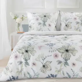 posciel-satynowa-140x200-spring-biala-zielona-kwiaty