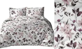 posciel-140x200-biala-rozowa-fioletowa-kwiaty-liscie-5045-b-bawelna-max
