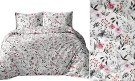 posciel-160x200-biala-rozowa-szara-kwiaty-liscie-5046-b-bawelna-max