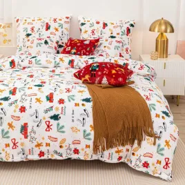 posciel-z-mikrofibry-140x200-merry-cozy-biala-swiateczna-mis-pluszowa