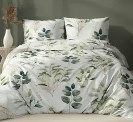 posciel-satynowa-140x200-biala-zielona-liscie-zapinana-na-suwak-karo-satin