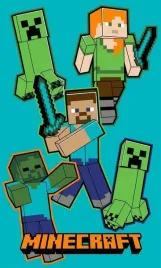 recznik-do-przedszkola-30x50-minecraft-crawler-niebieski-dzieciecy