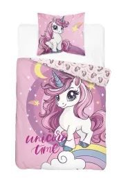 posciel-bawelniana-mlodziezowa-160x200-rozowa-z-jednorozcem-unicorn-time