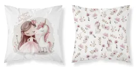 poszewka-dziecieca-40x40-z-jednorozcem-i-dziewczynka-biala-sweet-dreams