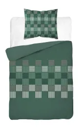 posciel-140x200-zielona-w-geometryczna-kratke-z-paskami-floral-harmony