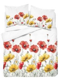 posciel-160x200-biala-w-czerwone-i-zolte-maki-floral-harmony