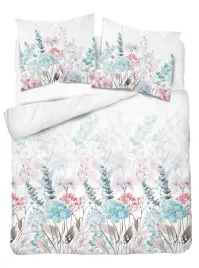 posciel-160x200-biala-w-pastelowe-kwiaty-akwarelowe-niebiesko-rozowe