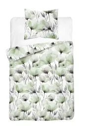 posciel-140x200-biala-w-akwarelowe-zielone-kwiaty-floral-harmony