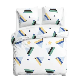 posciel-160x200-biala-turkusowa-geometria-cottonlove