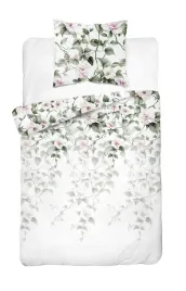 posciel-satynowa-140x200-biala-w-kwiaty-na-galazkach-rozowo-zielone