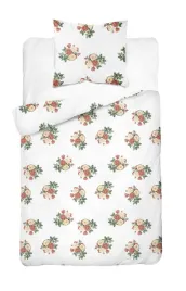 posciel-satynowa-140x200-biala-w-drobne-bukiety-czerwono-bezowych-roz