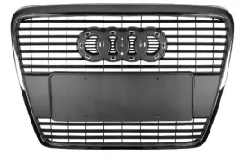 audi-a6-c6-4f-atrapa-przednia-grill-chrom-wpornik-tablicy-szary-kompletny