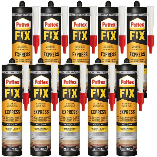 10x KLEJ PATTEX FIX EXPRESS MONTAŻOWY BŁYSKAWICZNY MOCNY WODOODPORNY 375G