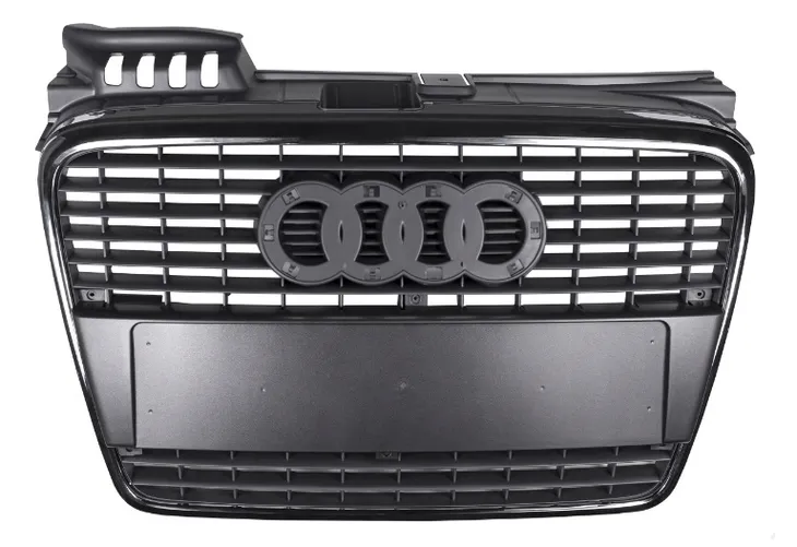 AUDI A4 B7 2004-2007 ATRAPA ŚRODKOWA GRILL CHROM NOWA + WSPORNIK TABLICY RE