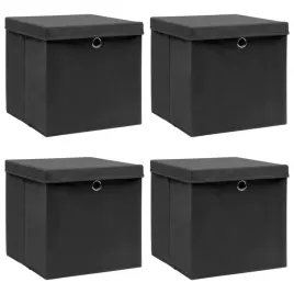 vidaxl-pudelka-z-pokrywami-4-szt-czarne-32x32x32-cm-tkanina