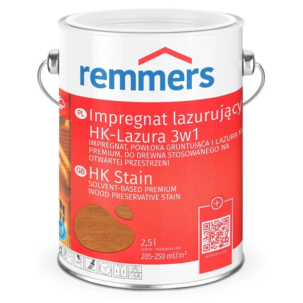 Remmers Hk-lasur Tik / Teak 2,5L impregnat do drewna lazura 3w1