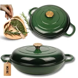 emaliowany-garnek-zeliwny-plaski-30cm-3l-hage-zielony