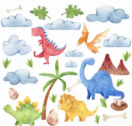 duze-naklejki-na-sciane-kolorowe-dinozaury