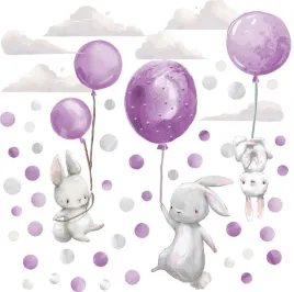 naklejki-na-sciane-kroliczki-i-balony-liliowe