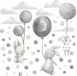 naklejki-na-sciane-kroliczki-i-balony-szare