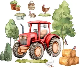 xxl-naklejki-na-sciane-dla-dzieci-farma-traktor-drzewo-gaska-gospodarstwo