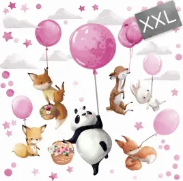 xxl-naklejki-na-sciane-zwierzatka-i-balony-rozowe
