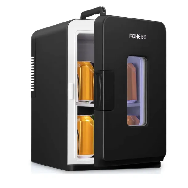 LODÓWKA TURYSTYCZNA FOHERE 15 L CZARNA AC/DC Z UCHWYTEM HOT/COLD/ECO