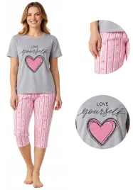 pizama-damska-love-yourself-bawelniana-3-4-serca-szara-xl