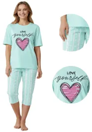 pizama-damska-love-yourself-bawelniana-3-4-serca-mietowa-xl