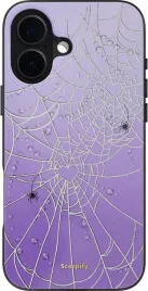 scorpify-etui-magsafe-iphone-16-halloween-fioletowe-srebrna-pajeczyna-serca