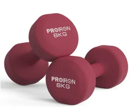 proiron-hantle-2x8kg-neoprenowe-zeliwne-bordowe-do-cwiczen-fitness