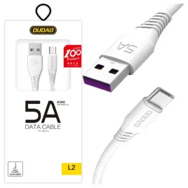 dudao-kabel-usb-c-5a-do-telefonow-2m-bialy-zwiekszona-wysokosc-ladowania