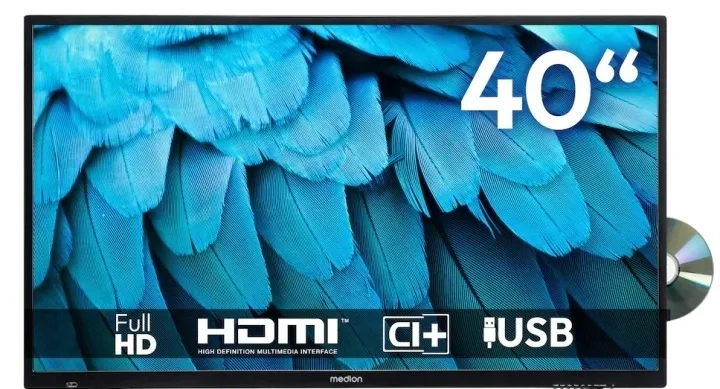 TELEWIZOR LED 40'' FULL HD DVB-T2 HEVC HDMI POLSKIE MENU CZARNY