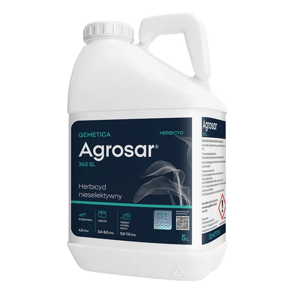 Herbicyd AGROSAR 360 SL 5L Totalny Środek Chwastobójczy QEMETICA