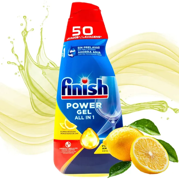 Finish ŻEL ALLinOne 1L do Zmywarki 50 Myć Lemon