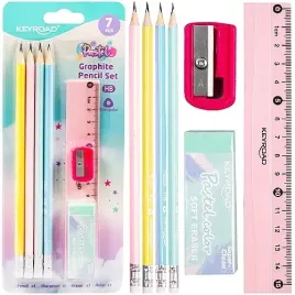 zestaw-szkolny-keyroad-pastel-linijka-temperowka-gumka-4x-olowek-z-gumka-hb