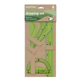 zestaw-geometryczny-econovo-z-linijka-30cm-z-recyklingu-4szt-zielony