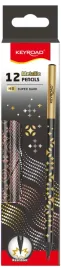 olowek-keyroad-metallic-okragly-czarne-drewno-12szt-holograficzne-wzory