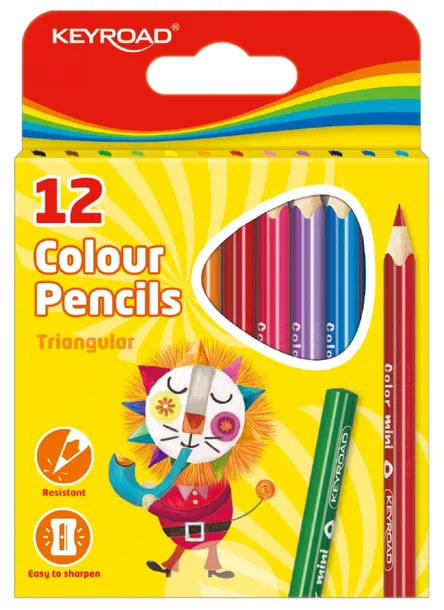 Kredki ołówkowe Mini trójkątne 12szt mix kolorów