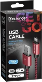 kabel-usb-defender-am-type-c-1m-21a-czerwony