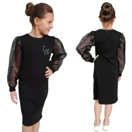 elegancka-sukienka-tiulowe-rekawy-bufki-czarna-176