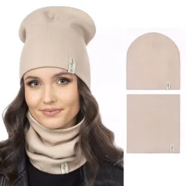 zestaw-damski-bezowy-czapka-komin-bawelniany-podwojny-material-zimowy