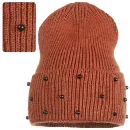 czapka-damska-kobieca-beanie-perelki-wywijana-ciepla-jesienna-czerwona-ruda